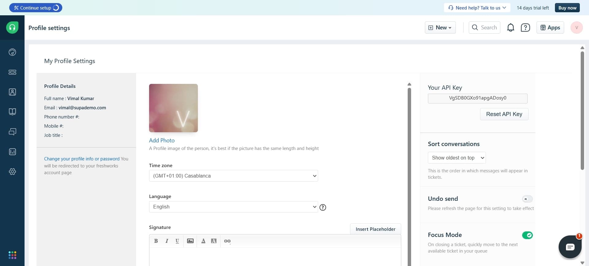 Navigate to API section and copy your key