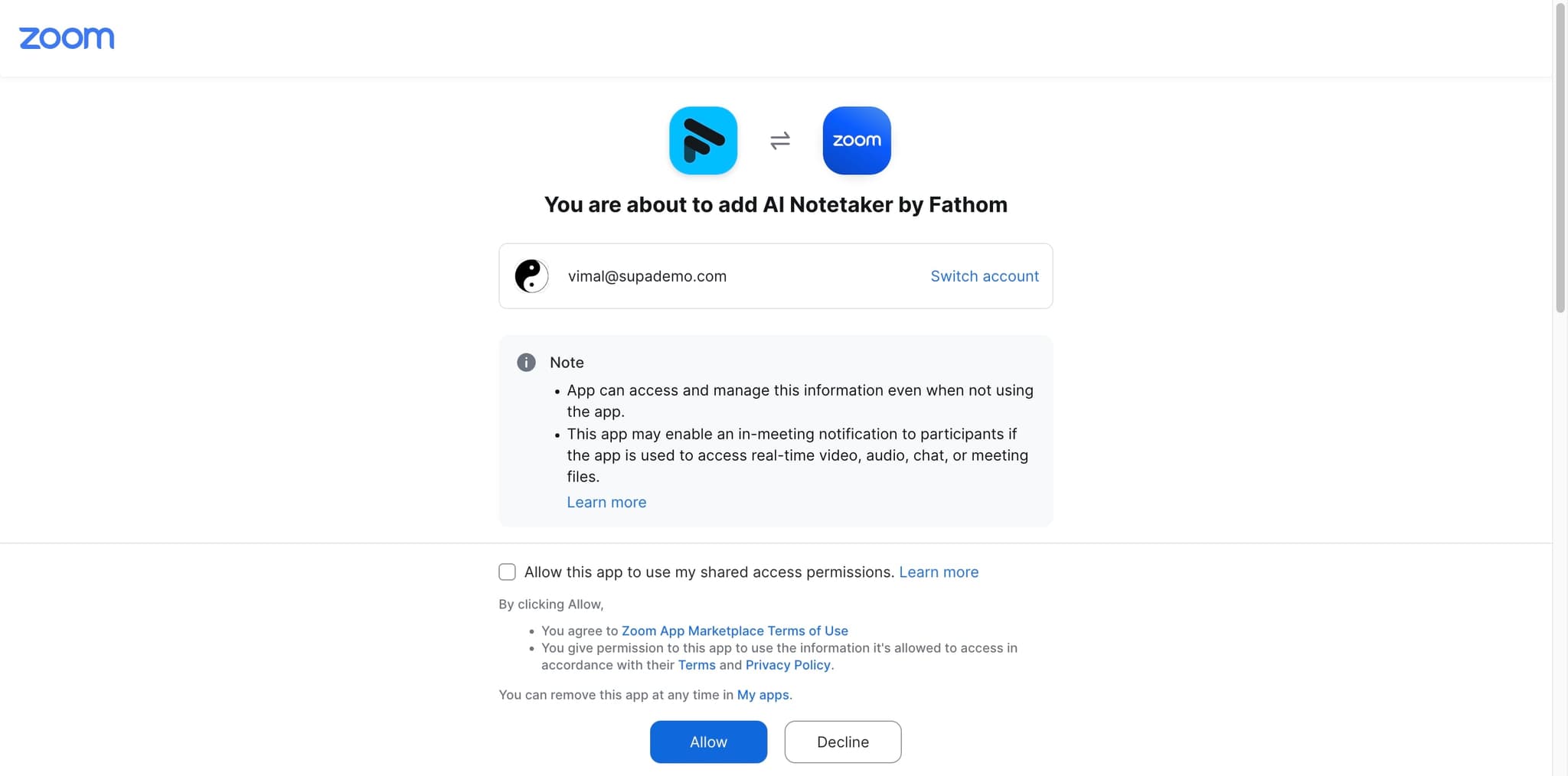 Enable meeting notifications