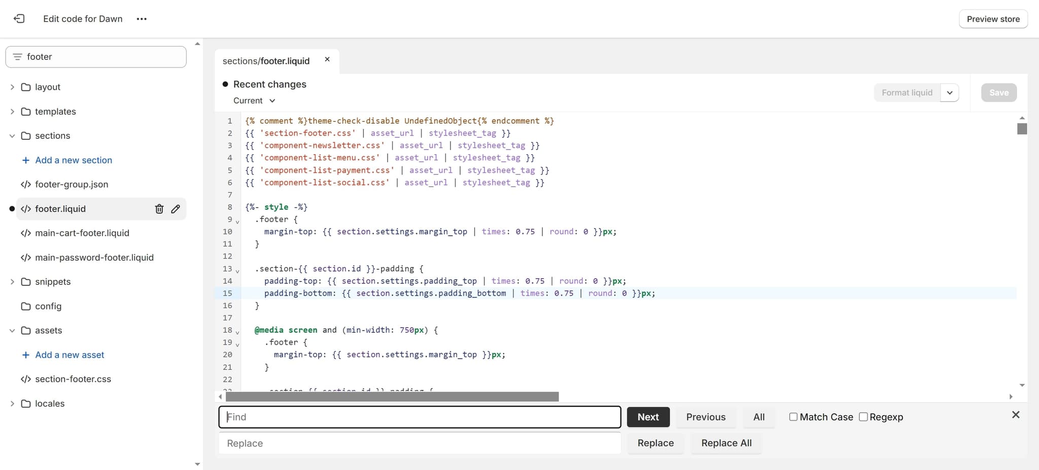 Select the Footer Element