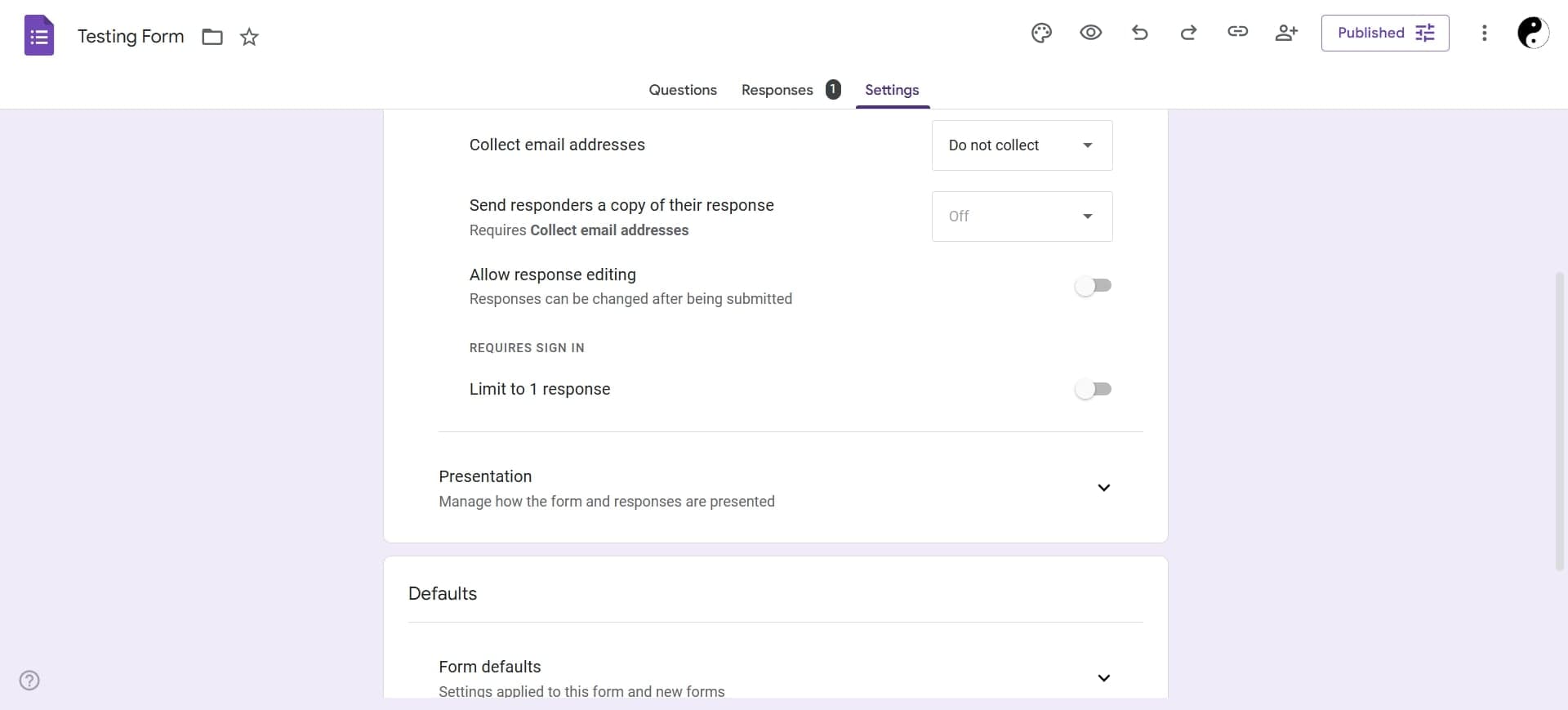 Enable response limit setting