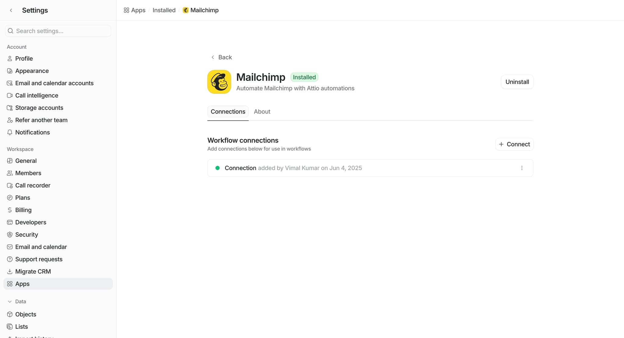 Monitor integration status