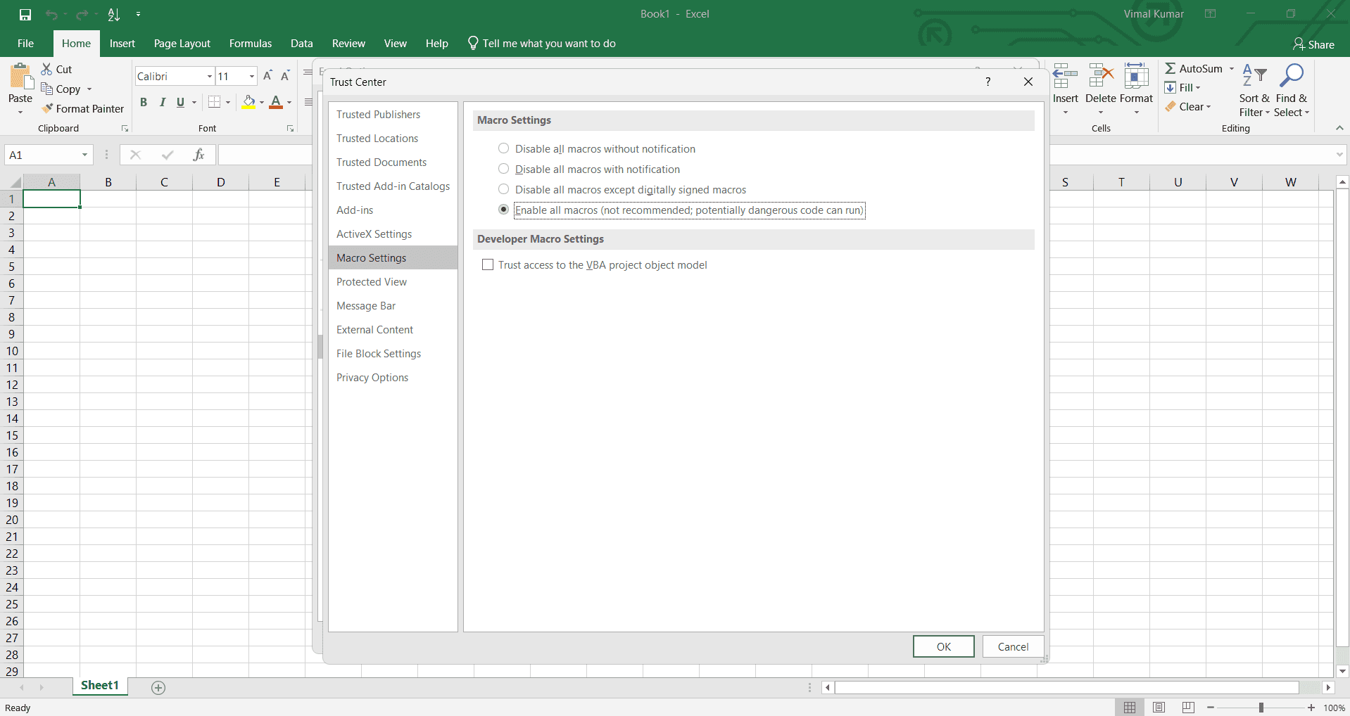 Verify macro functionality