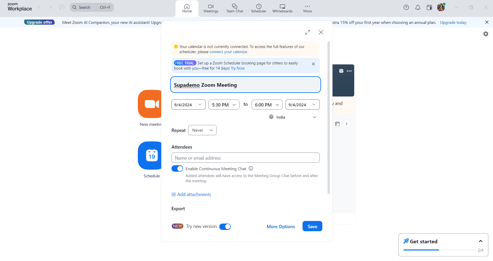 Configure meeting settings