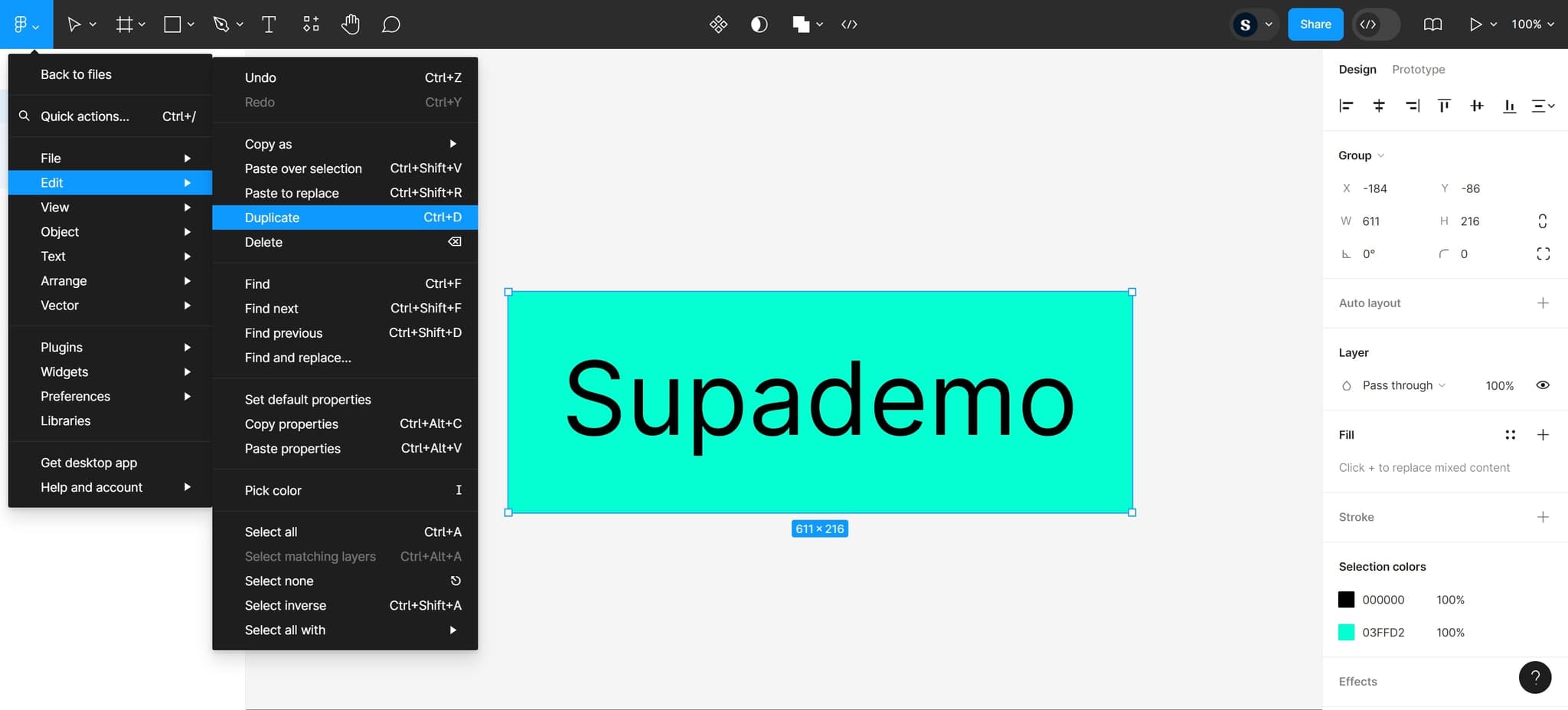 Position the duplicated element