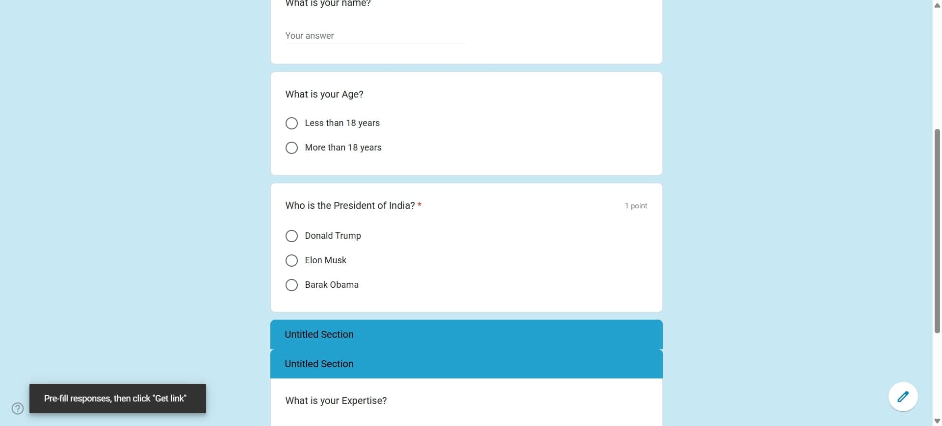 Construct the prefill URL base