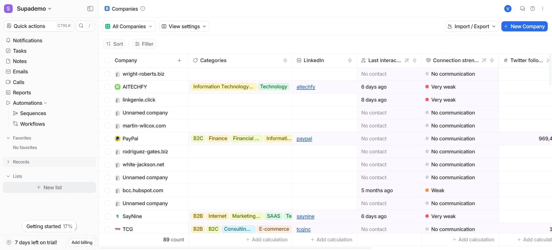 Navigate to the Lists section