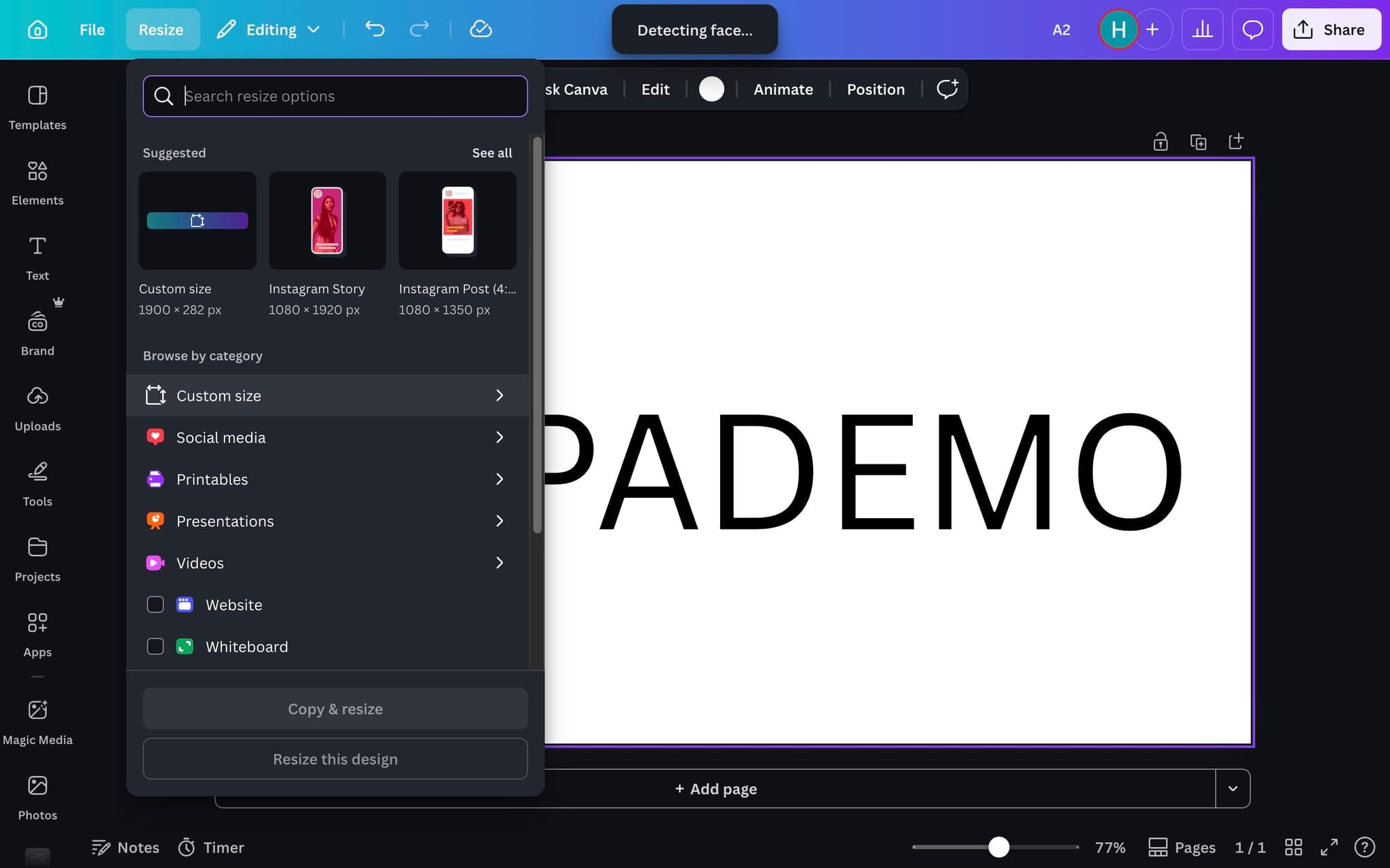 Set landscape dimensions