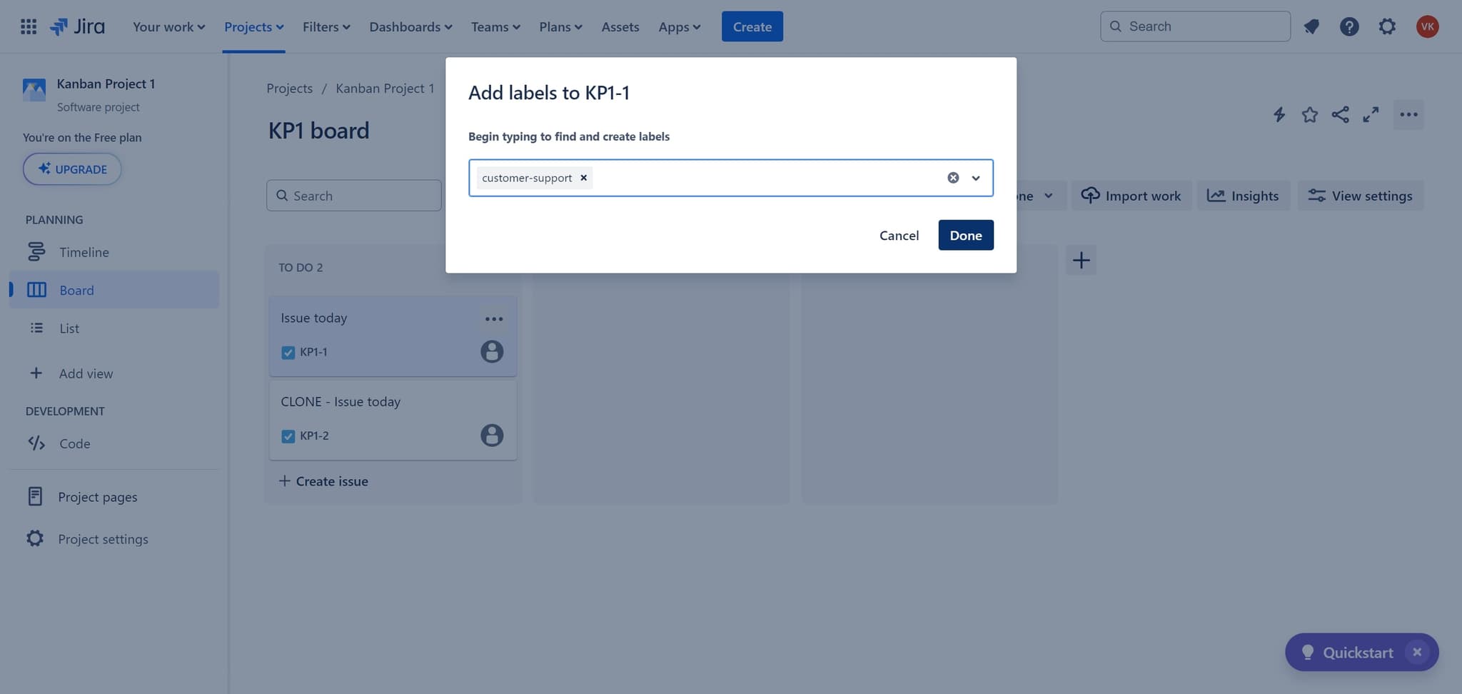 Confirm the label assignment
