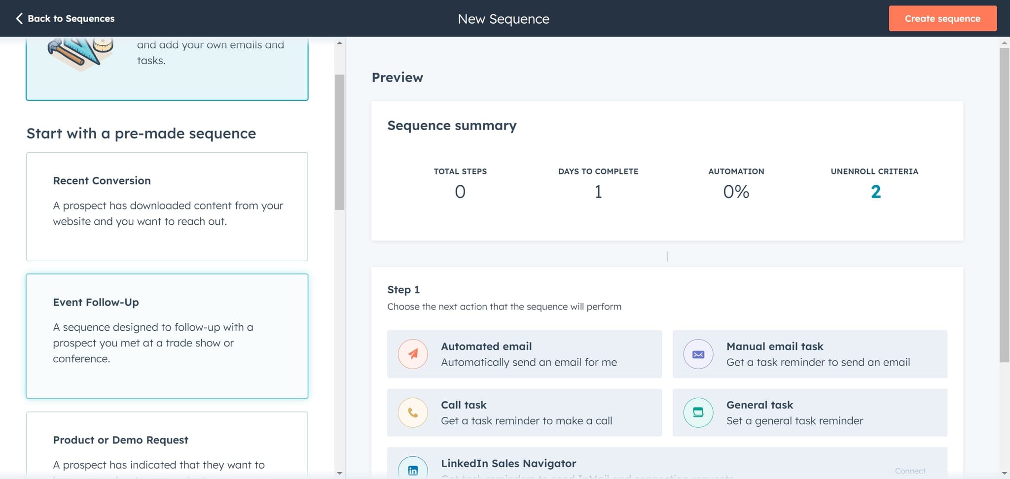 Choose Event Follow-Up Template