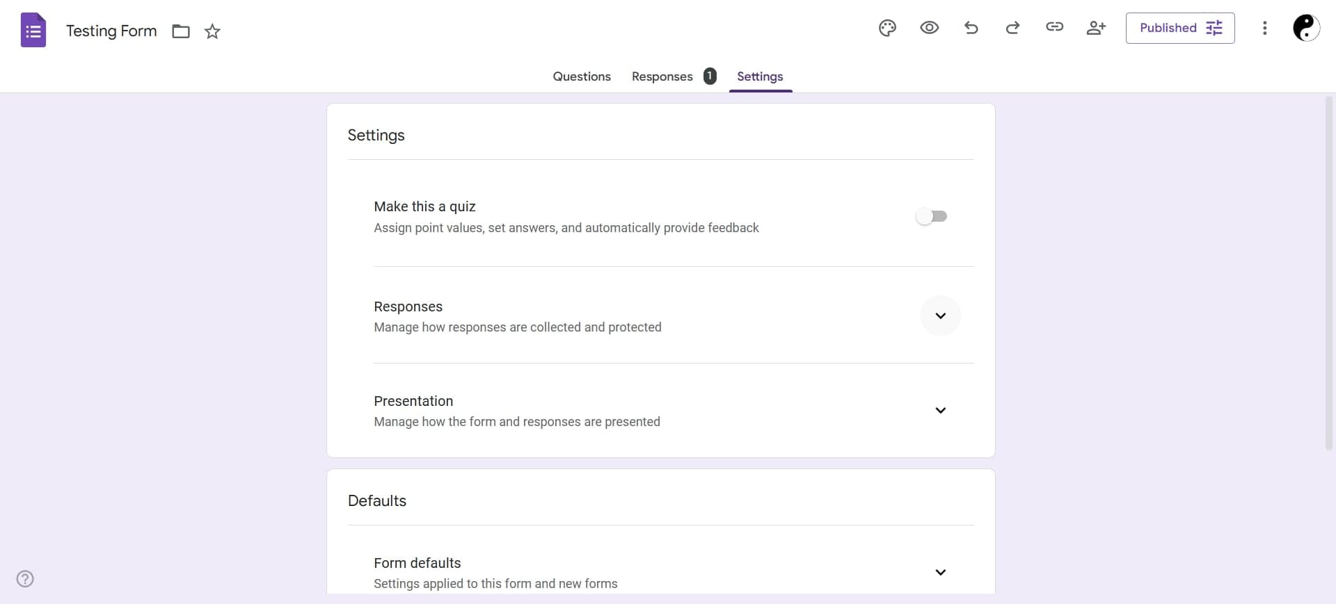 Navigate to the Responses tab