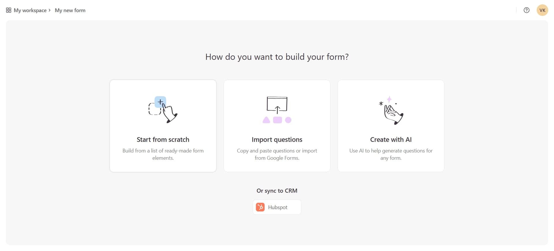 Click 'Create a new form'