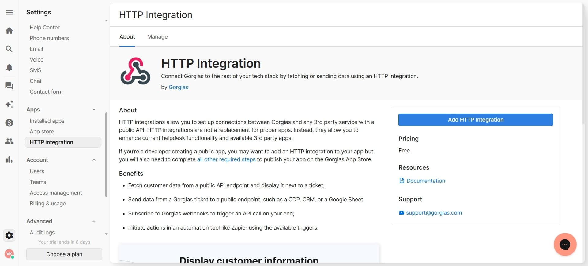 Enter integration name and description