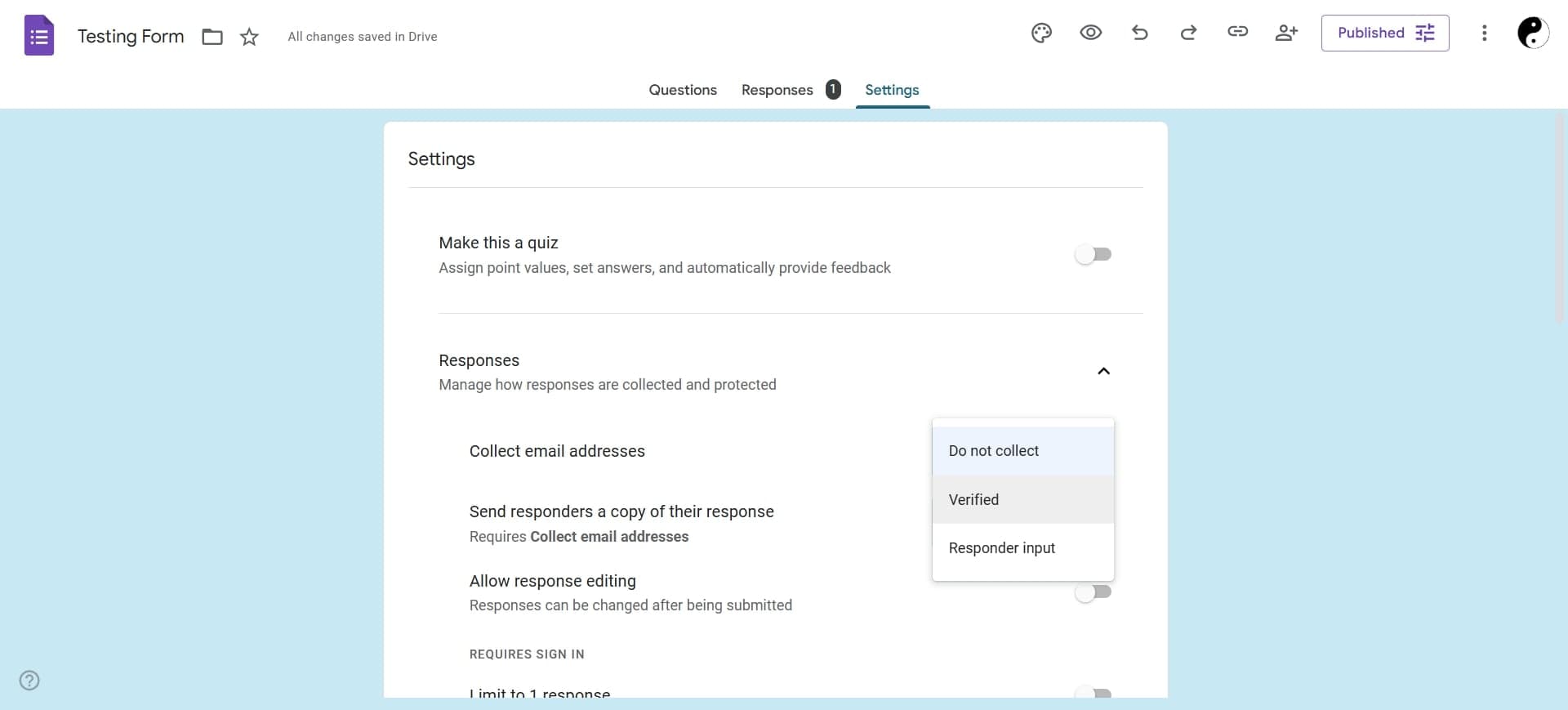 Share your form and collect responses