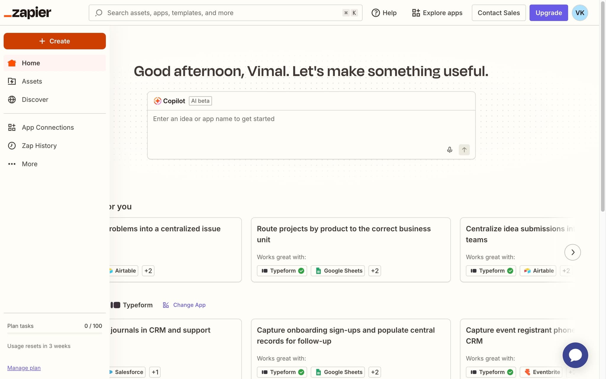 Log in to Zapier and create a new Zap