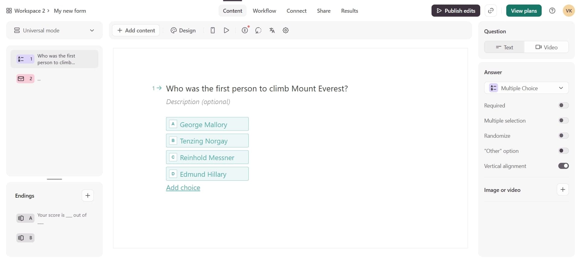 Locate the publish button