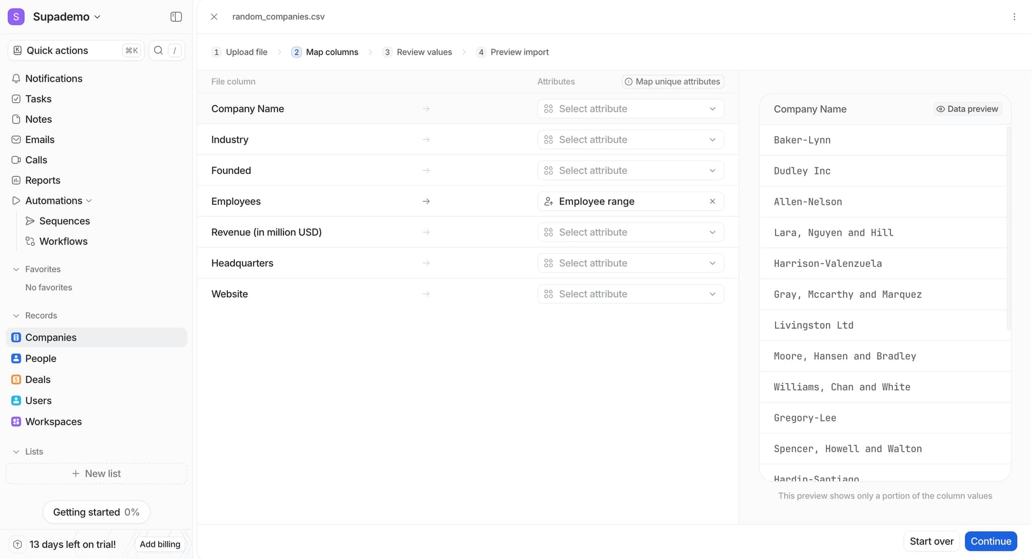 Set import preferences