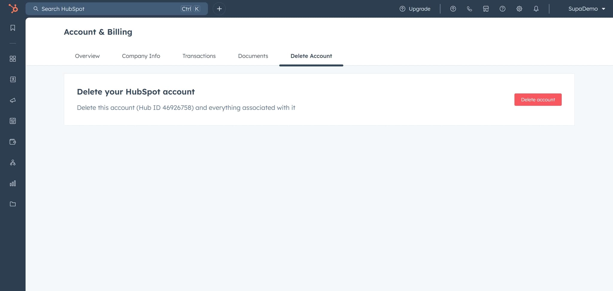 Click on Delete account confirmation