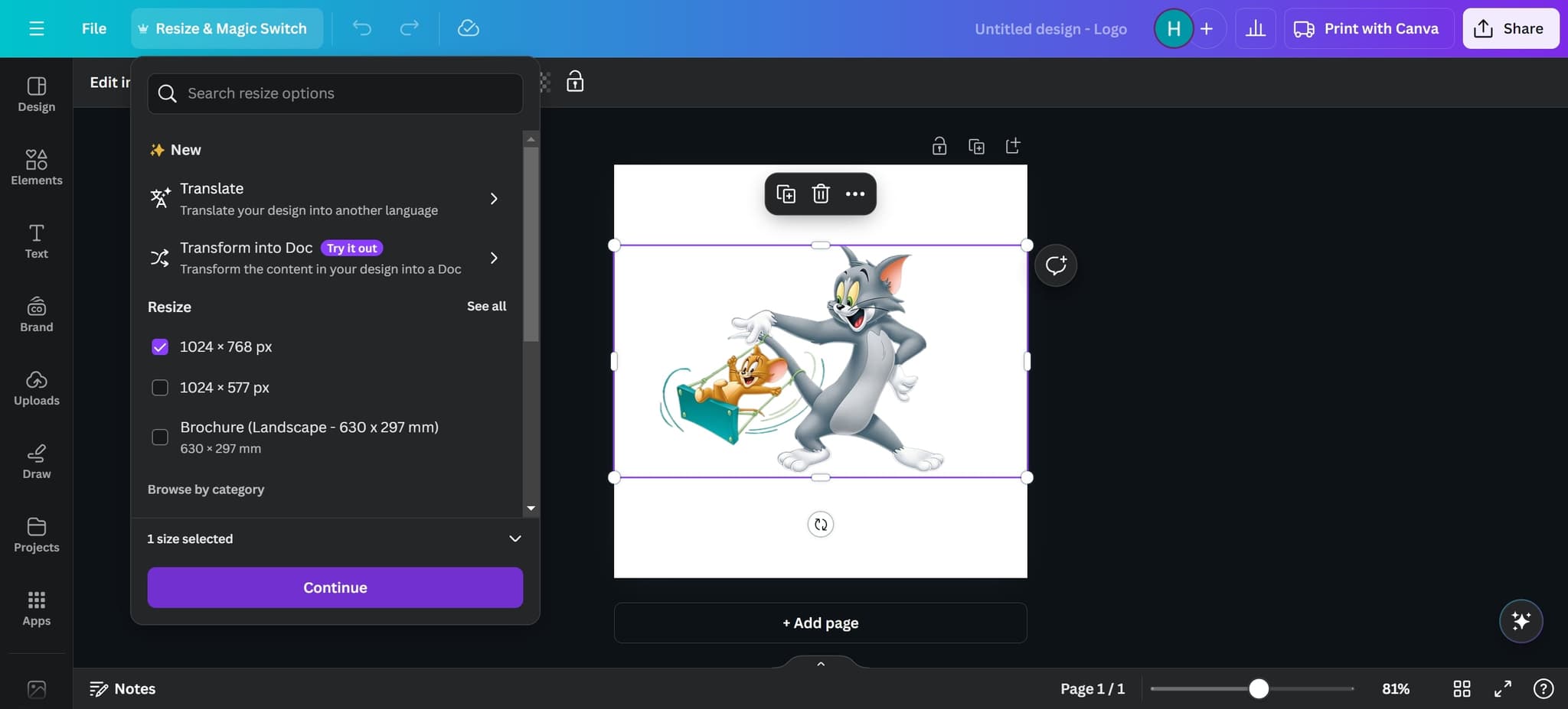 Confirm the resize action