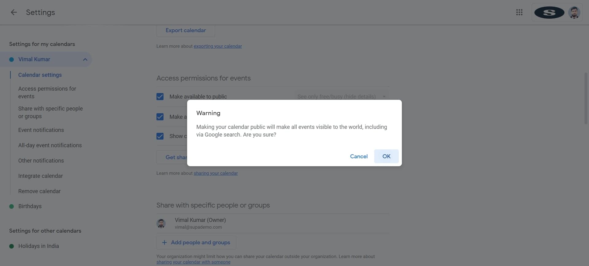 Confirm your settings