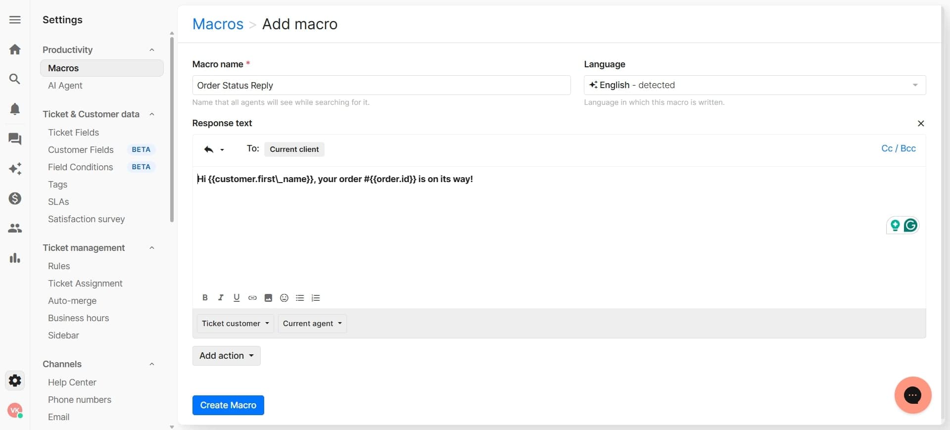 Preview the template