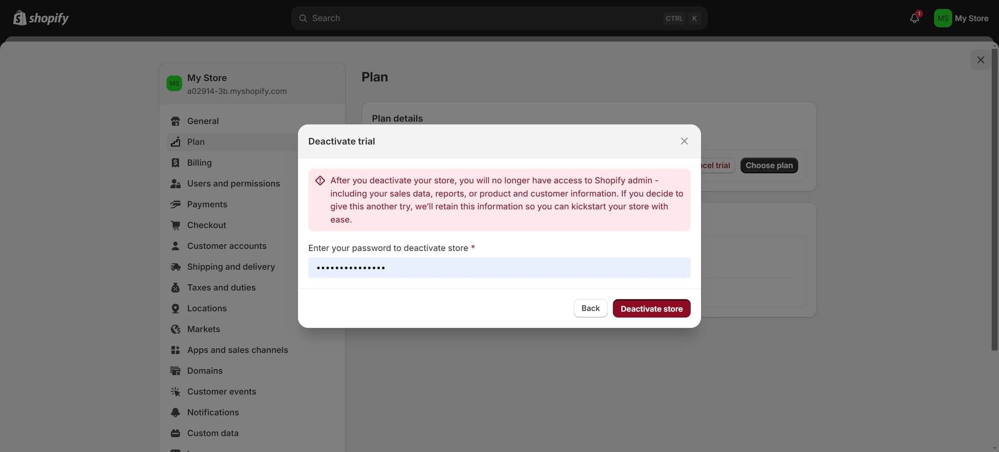 Deactivate Your Store
