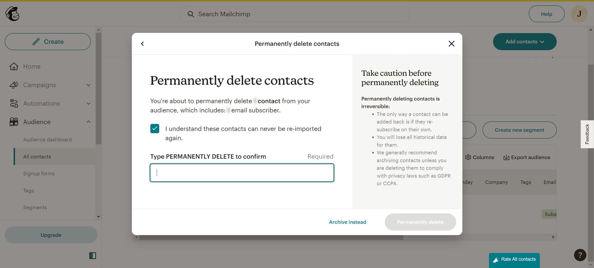 Finalize the deletion process