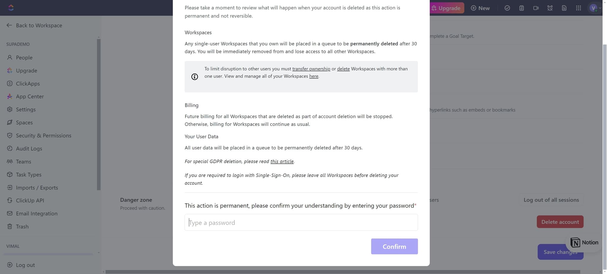 Proceed with deletion
