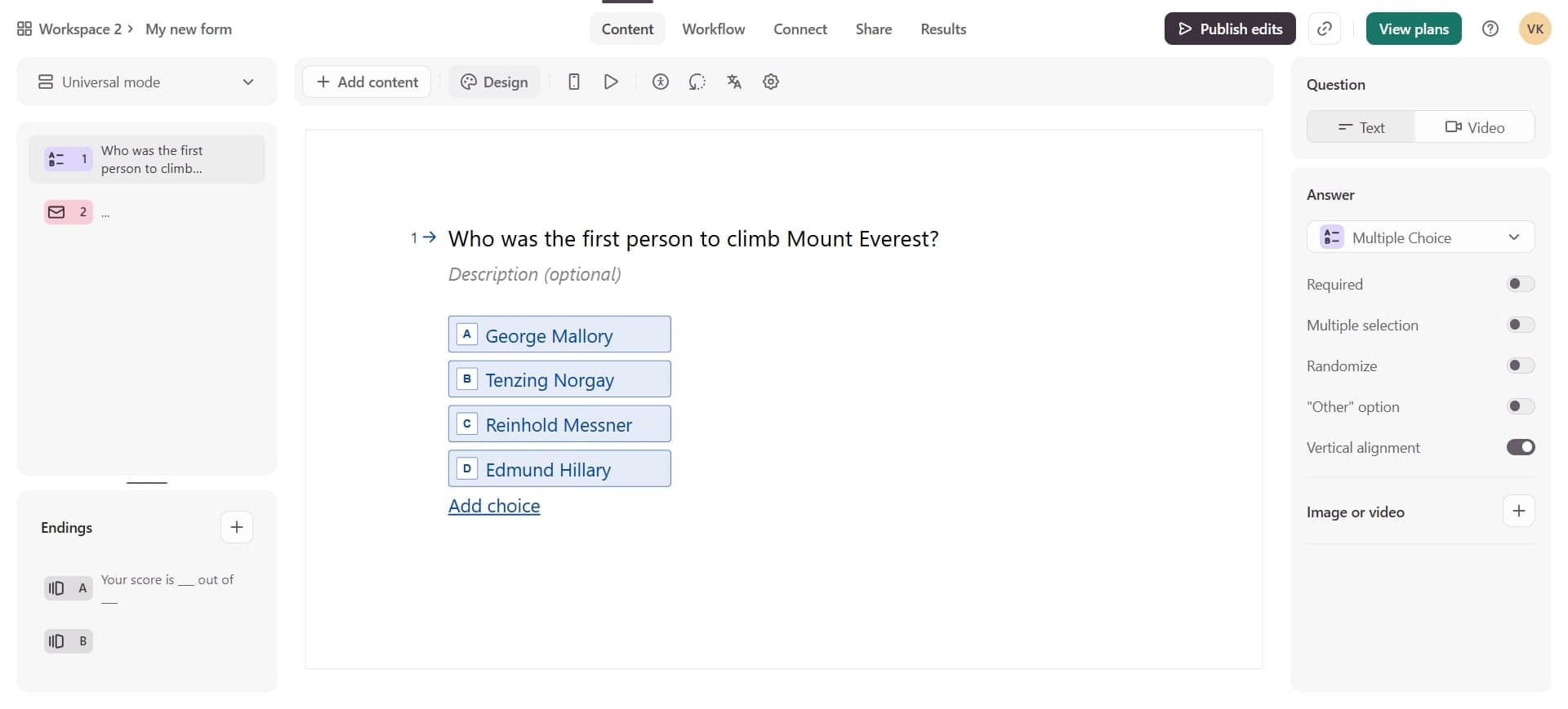 Access the design panel