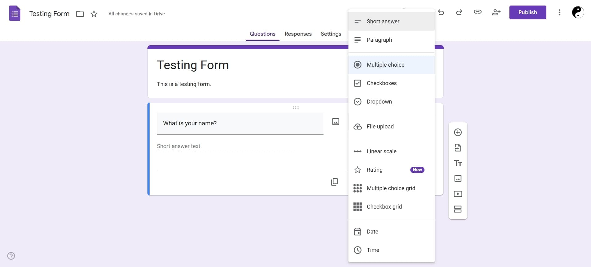 Configure Question Settings