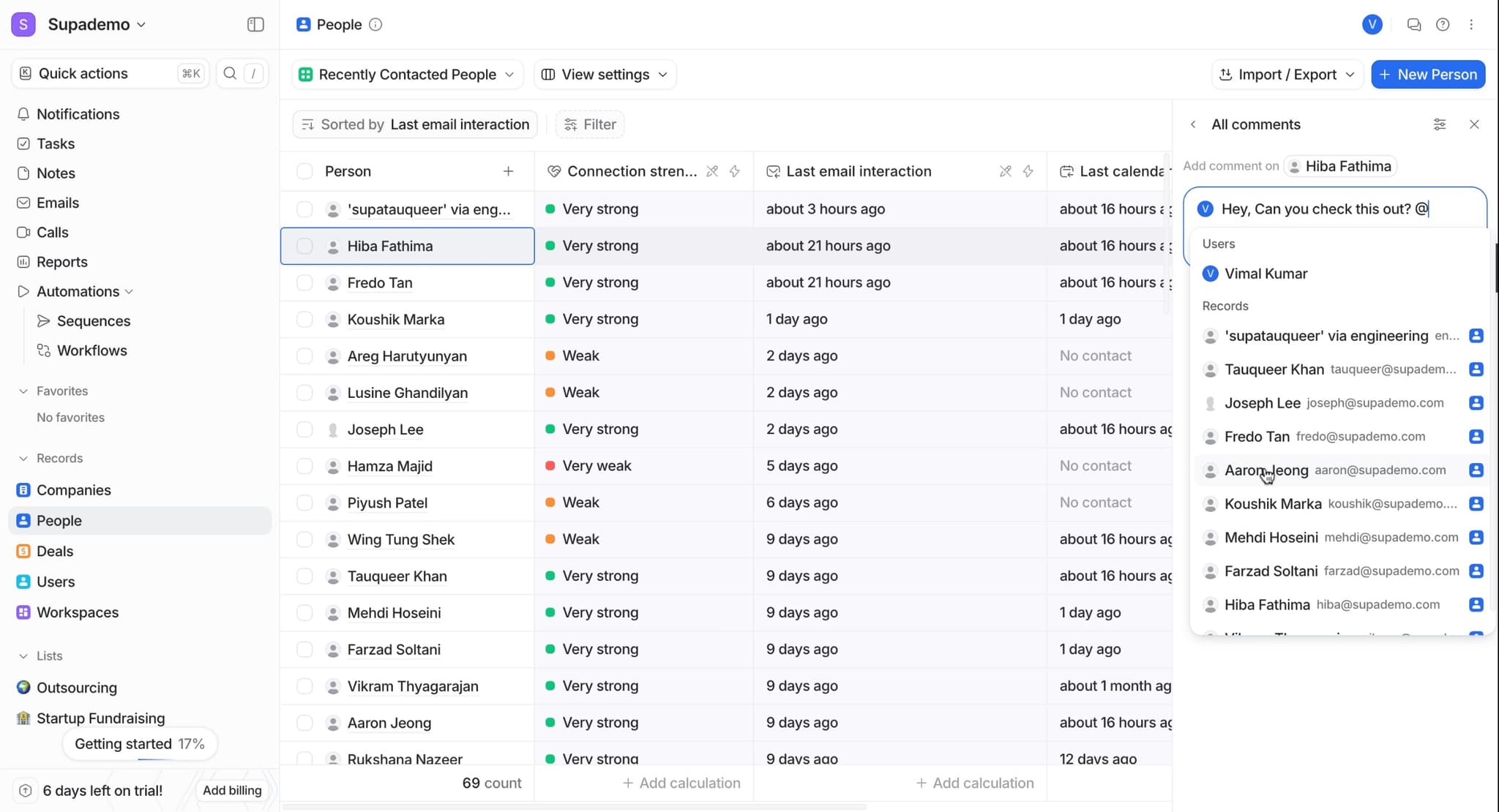 Mention a team member