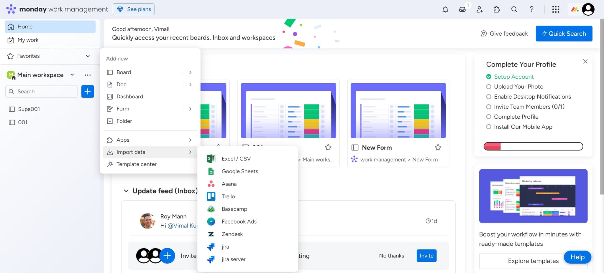 Click on Import data