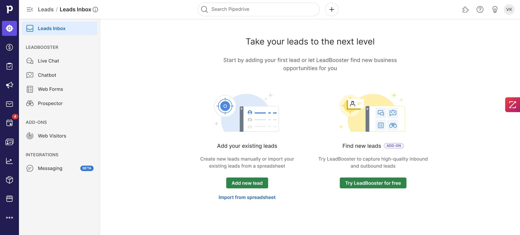 Access the main dashboard