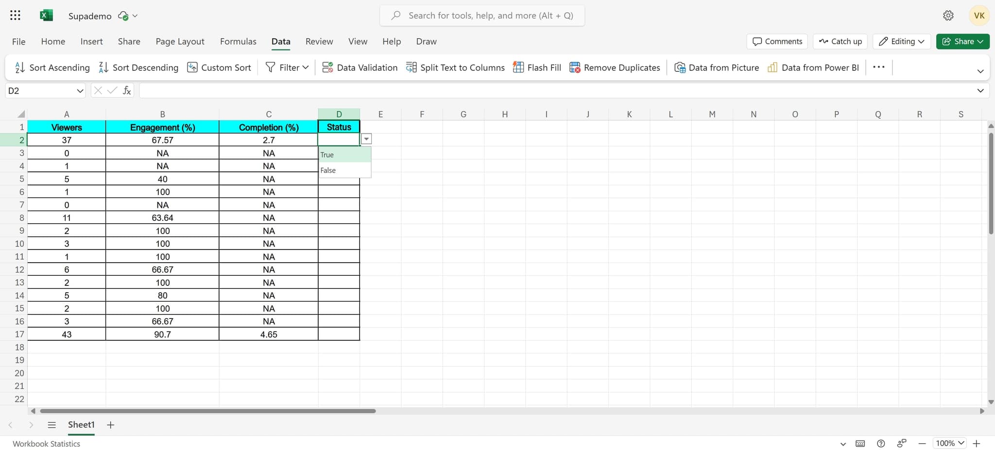 Confirm the dropdown is active