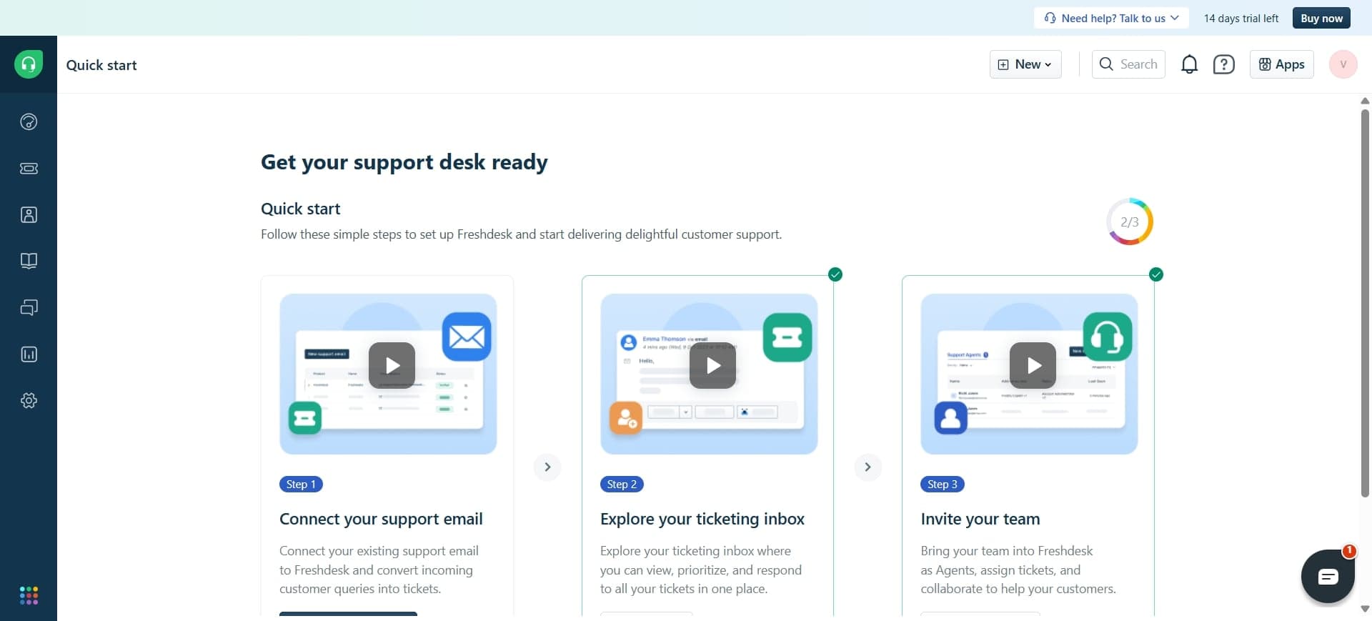 Log in to your Freshdesk account