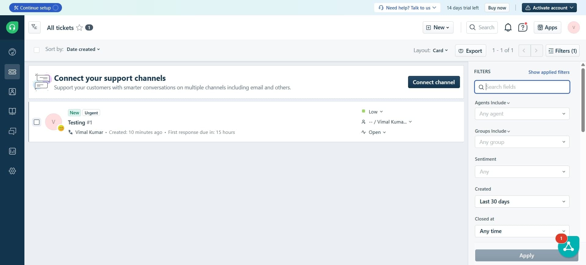 Navigate to the Tickets section