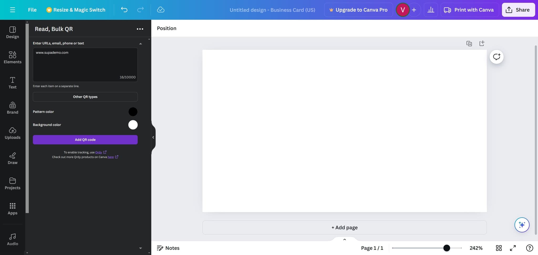 Click on Add QR code