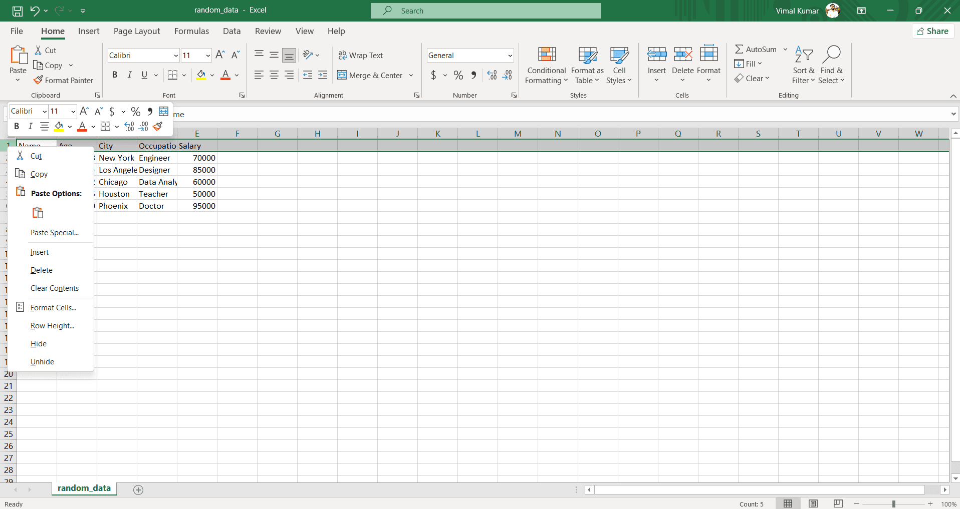 Access the Format Cells dialog
