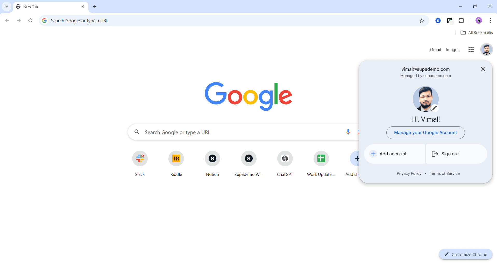 Select add account option