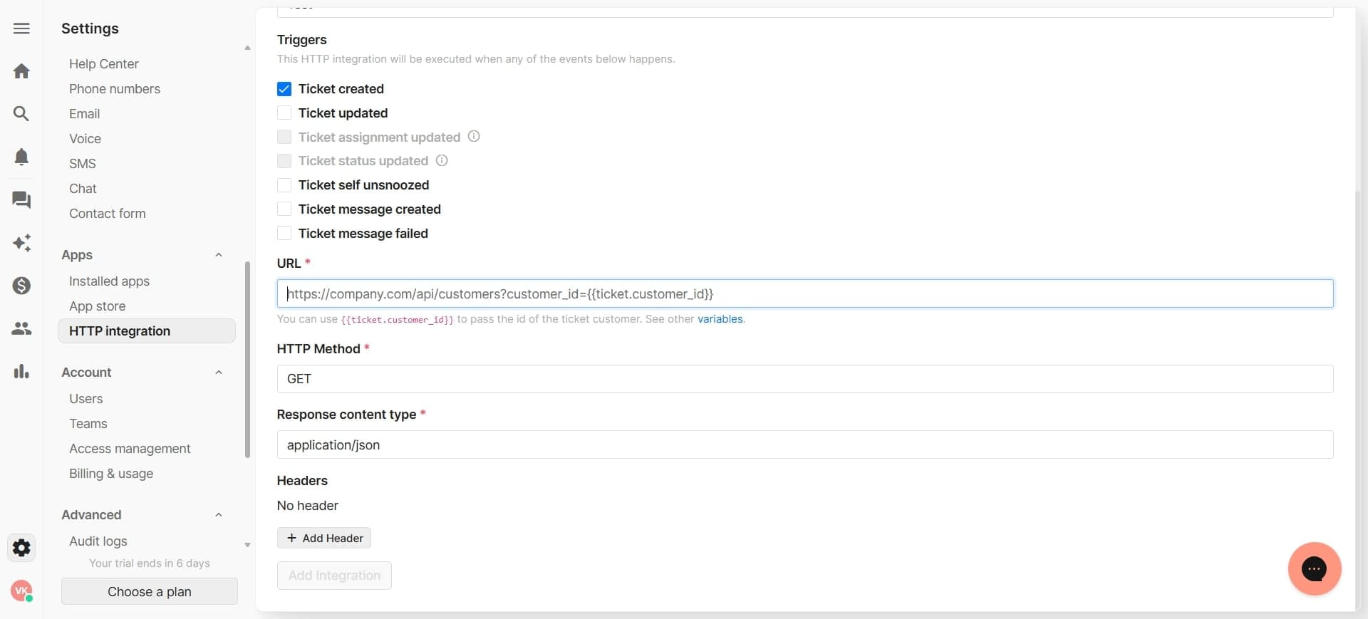 Set up request body formatting