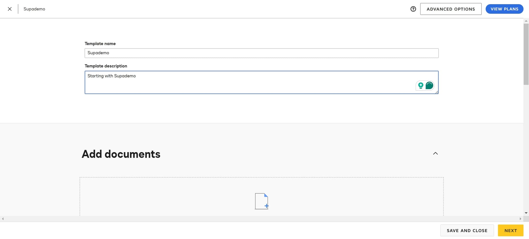 Enter the template name