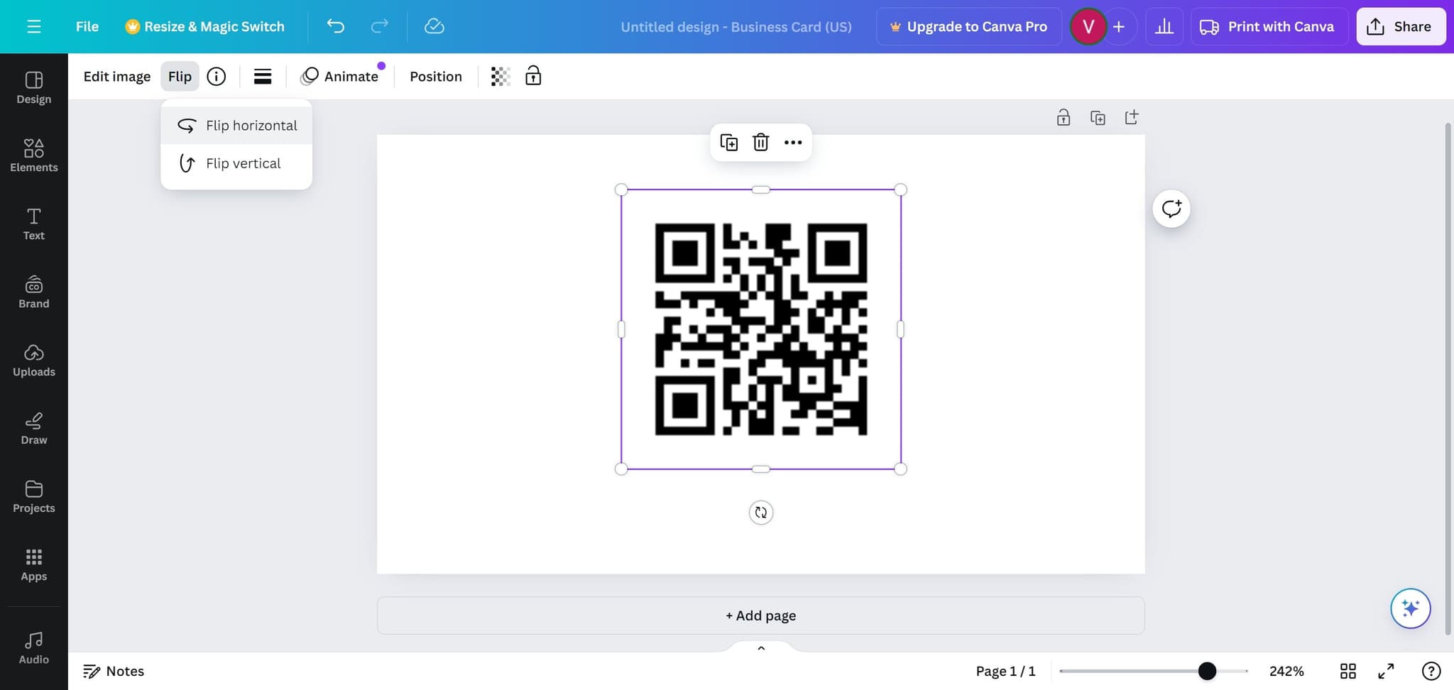 Choose horizontal flip