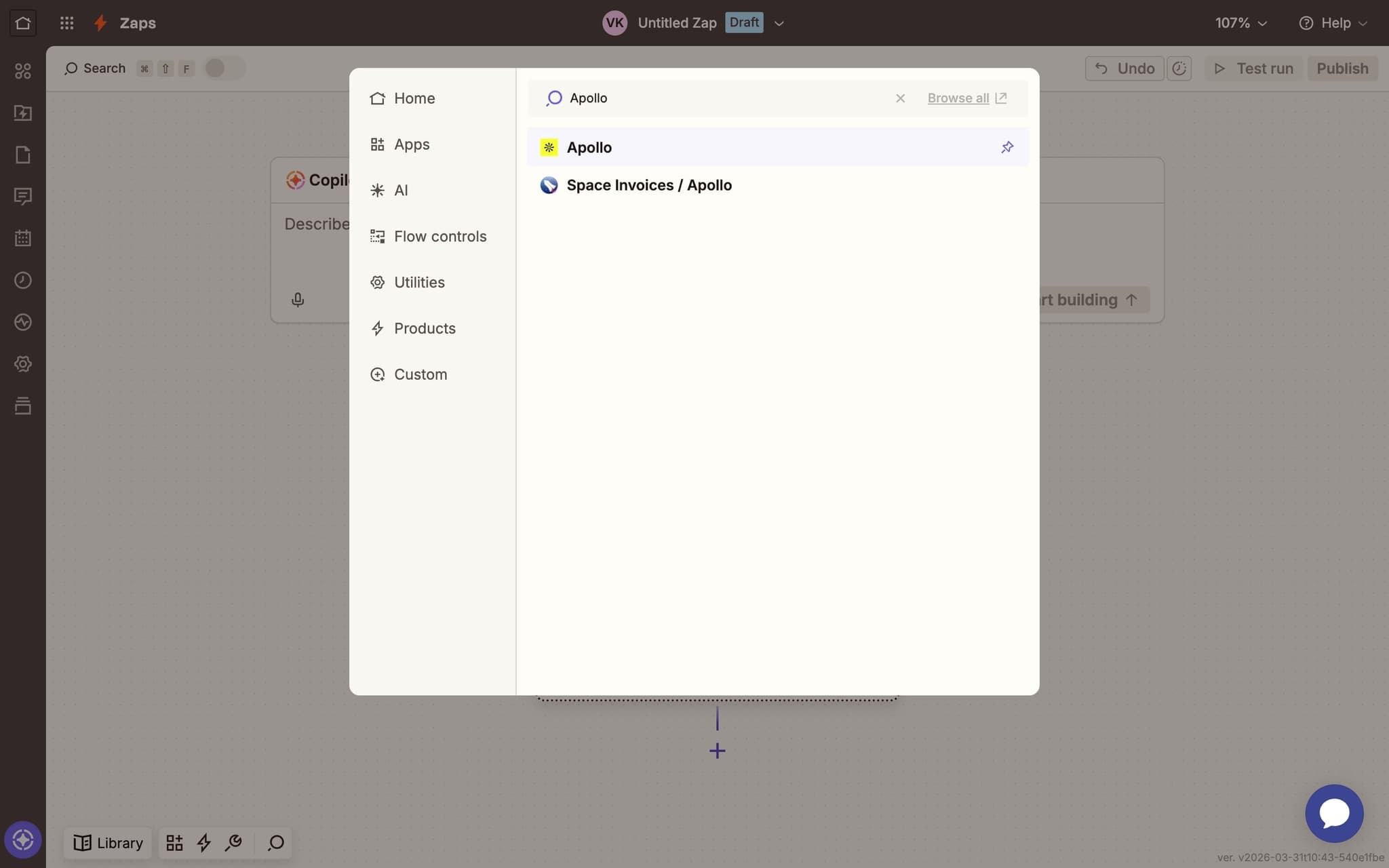 Select Apollo as the trigger app