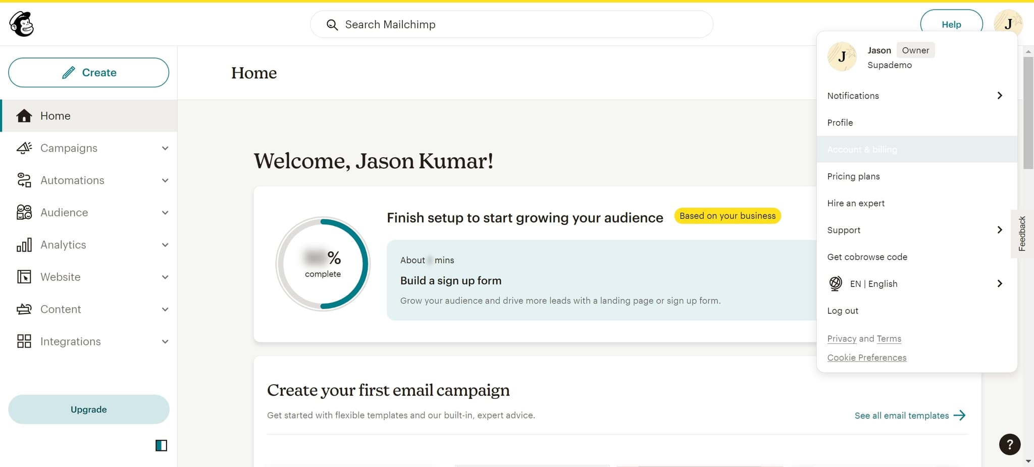 Navigate to Account & Billing