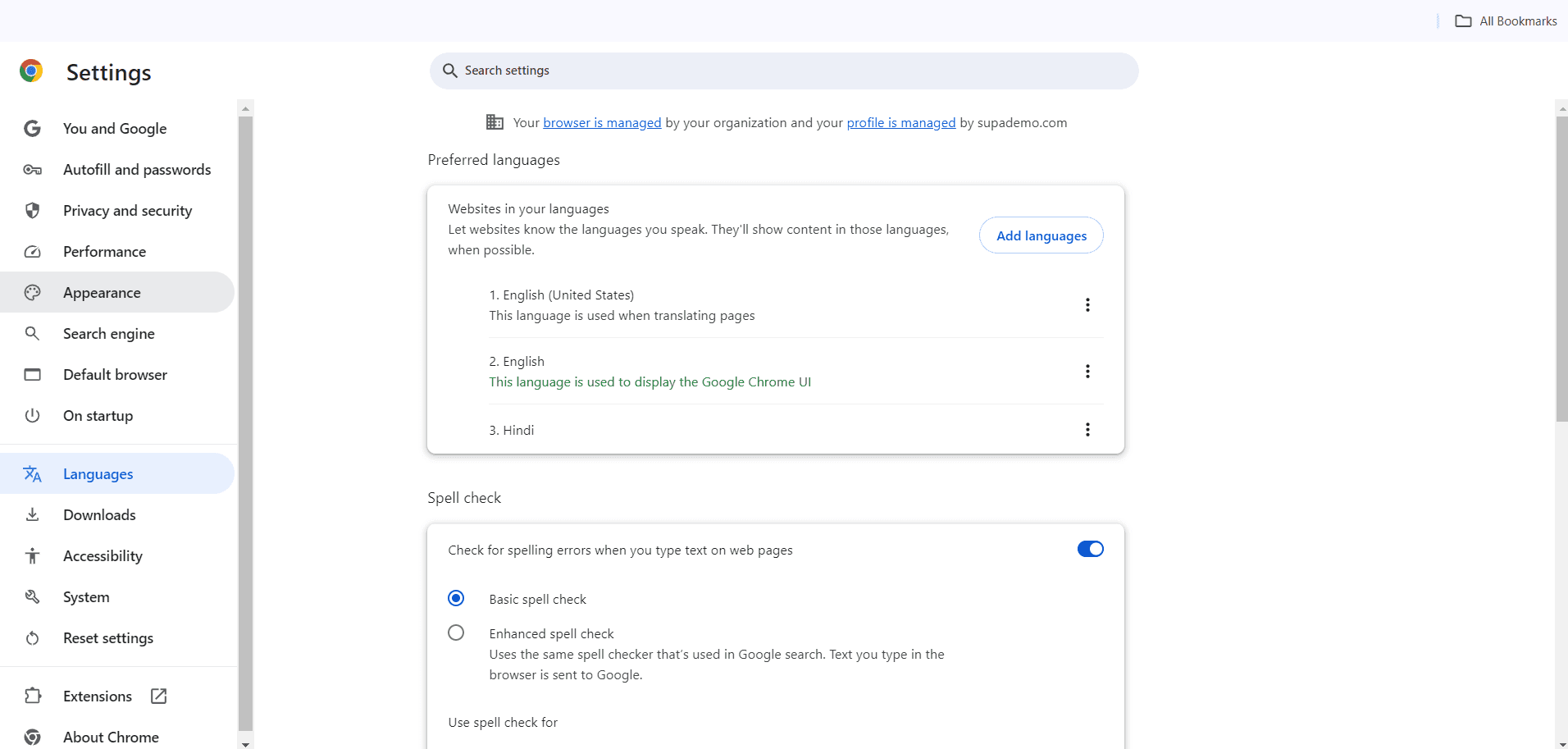 Confirm the language change