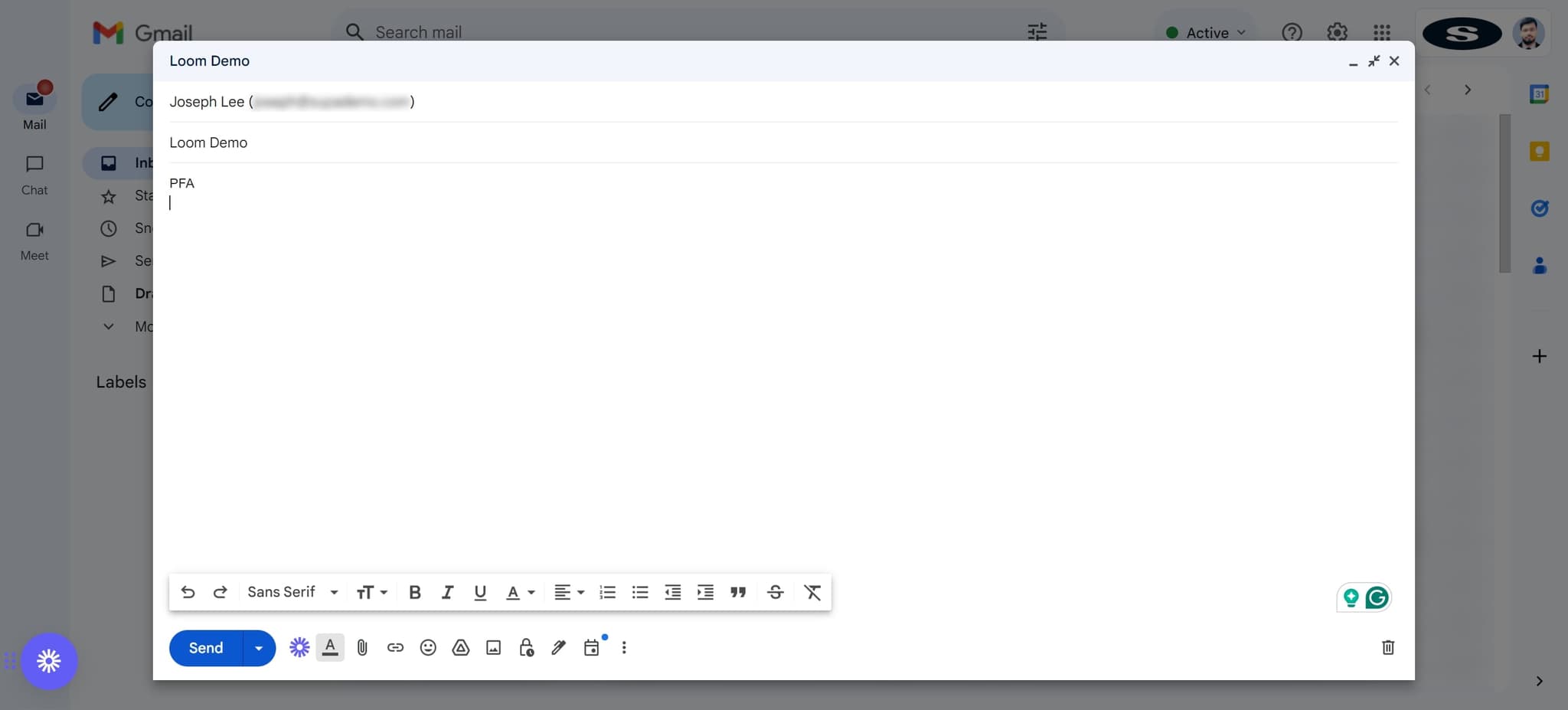 Click on PFA to finalize