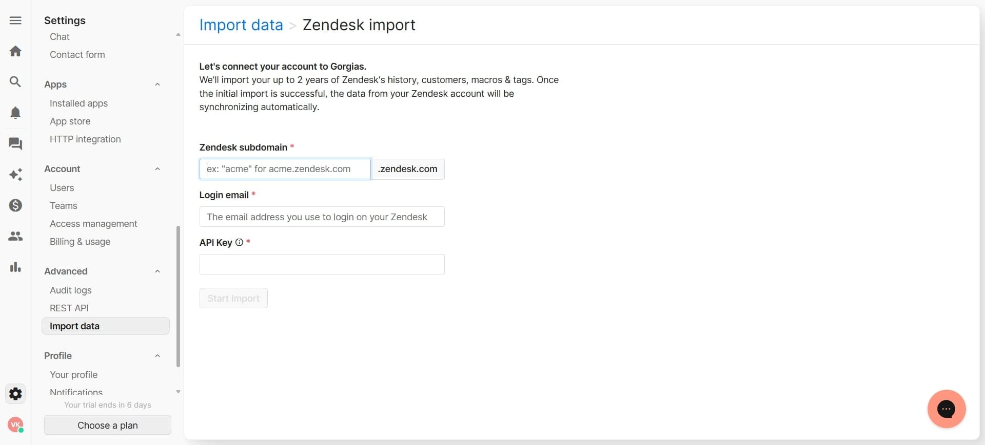 Map Zendesk fields to Gorgias fields