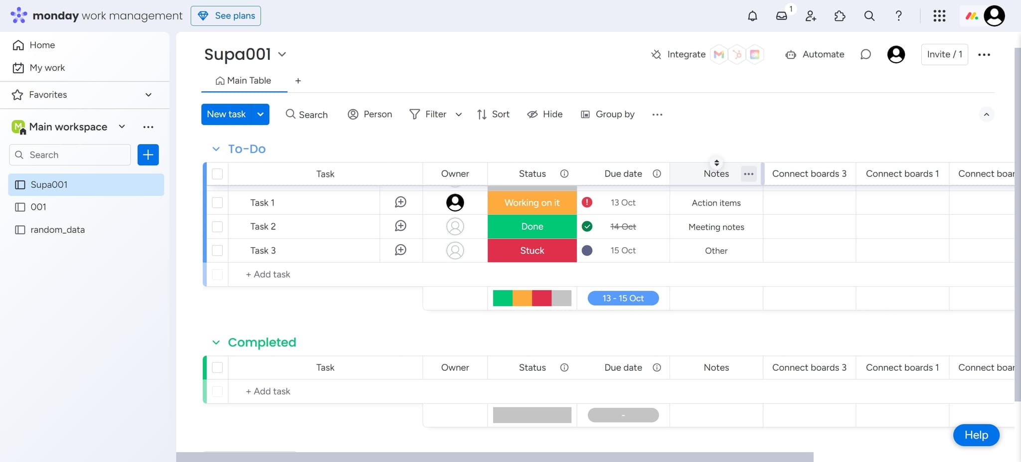Access the column menu