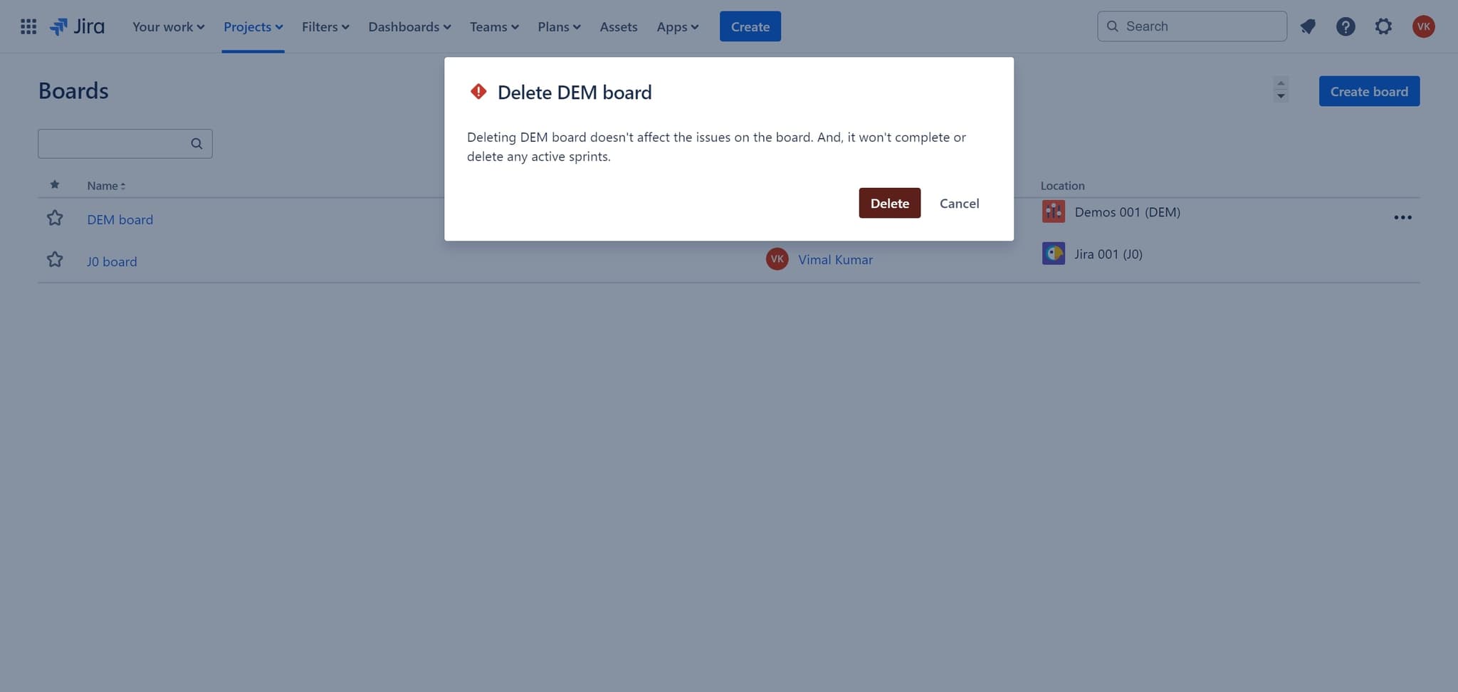 Confirm the deletion