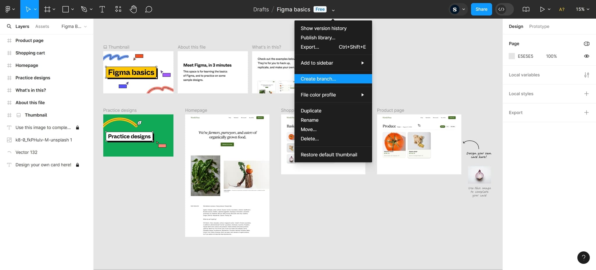 Click on Create branch