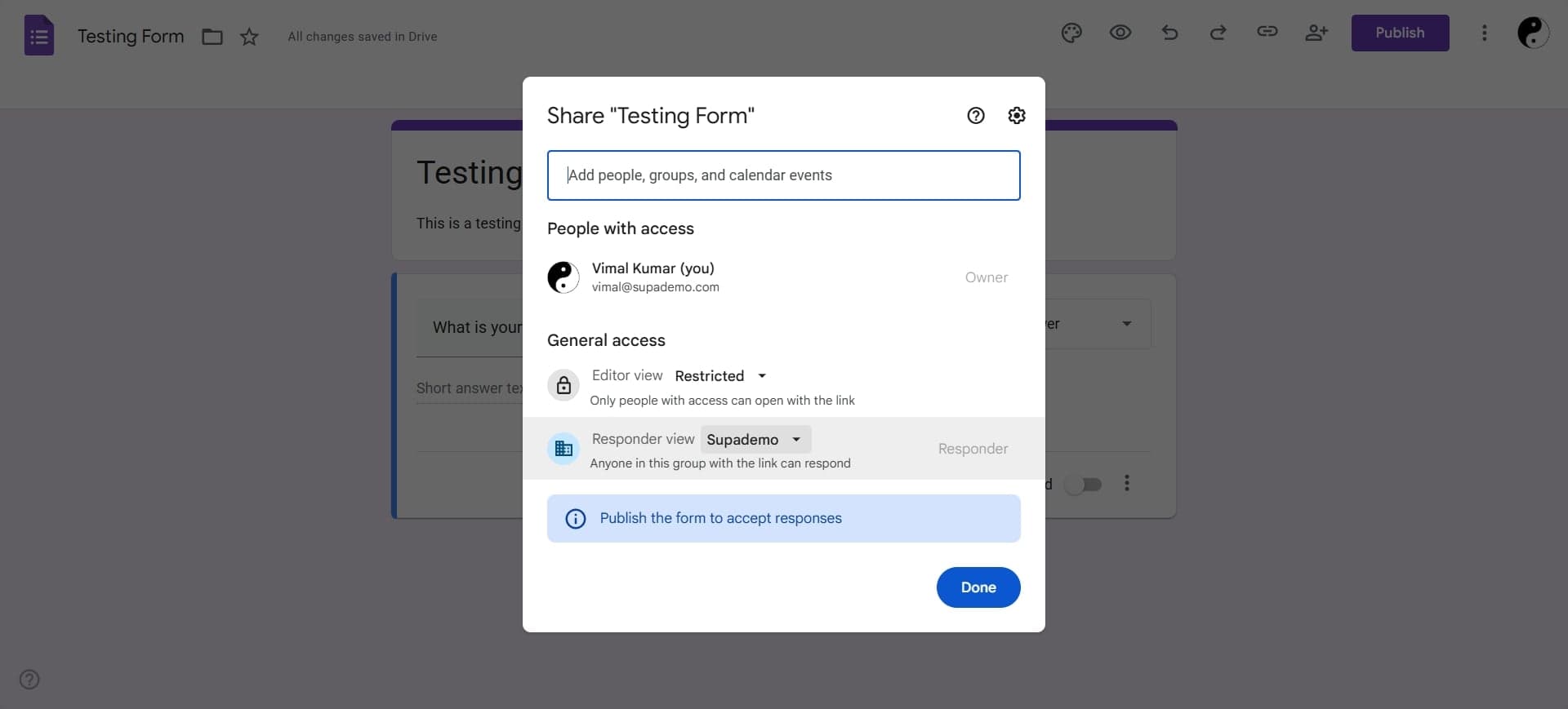 Access sharing permissions
